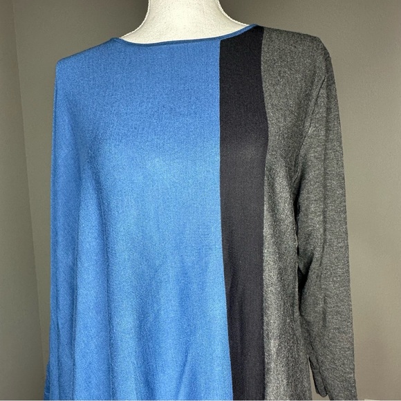 Alfani Blue Asymetrical Hem Color Block Sweater Poncho XL - Picture 4 of 8